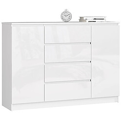 Akord Commode 2 portes 4 tiroirs - Blanc