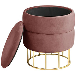 Akord Pouf Doré Velours Rose 39X39X40