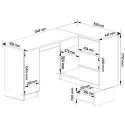 Avis Akord Bureau D'angle Droit 3 Tiroirs 1 Placard Chêne Craft 155X85X77