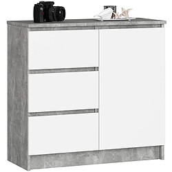 Akord Commode 1 porte 3 tiroirs - Blanc