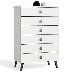 Akord Commode 6 tiroirs - Blanc