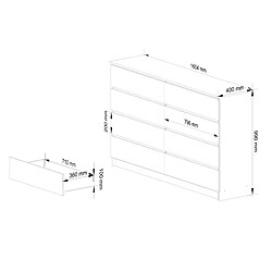 Akord Commode 8 Tiroirs Blanche 160X40X99