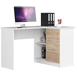 Akord Bureau d'angle 3 tiroirs - Blanc