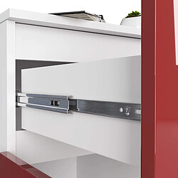 Akord Commode 2 portes 1 tiroir - Blanc rouge pas cher