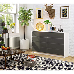 Acheter Akord Commode 8 Tiroirs Blanc/Gris Graphite 160X40X99