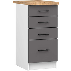 Akord Meuble bas de cuisine 4 tiroirs - Blanc