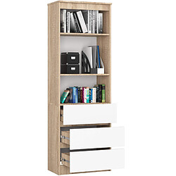 Akord Bibliothèque basse 3 étagères - Chêne sonoma blanc