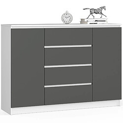 Akord Commode 2 portes 4 tiroirs - Blanc