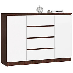 Akord Commode 2 Portes 4 Tiroirs Wengé Blanc 138X40X99