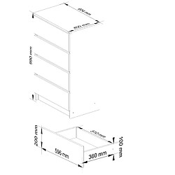 Avis Akord Buffet 4 Tiroirs Blanc/Blanc Brillant 60X40X99