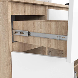 Akord Commode 2 Portes 3 Tiroirs 1 Petite Porte Chêne Sonoma/Blanc 101X35X98 pas cher