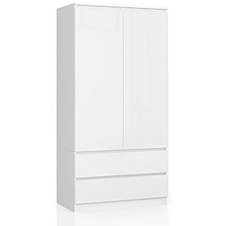 Akord Armoire 2 portes avec tiroirs - Blanc