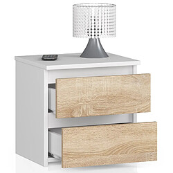 Akord Buffet 2 Tiroirs Blanc/Chêne Sonoma 40X35X40