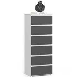 Akord Commode haute 6 tiroirs - Blanc