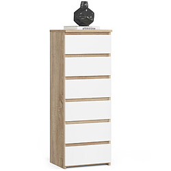 Akord Commode haute 6 tiroirs - Chêne sonoma et blanc