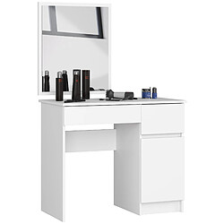 Akord Coiffeuse Avec Miroir Droit Blanc 90X50X142