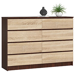 Akord Dressoir 8 Tiroirs Wengé/Chêne Sonoma 138X40X99