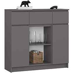Akord Commode 2 portes 3 tiroirs - Gris graphite