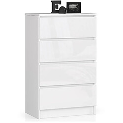 Akord Buffet 4 Tiroirs Blanc/Blanc Brillant 60X40X99