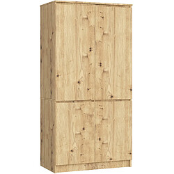Akord Armoire 4 portes penderie - Chêne artisan