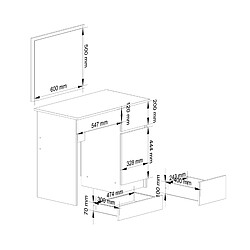 Akord Coiffeuse Avec Miroir Droit Blanc 90X50X142