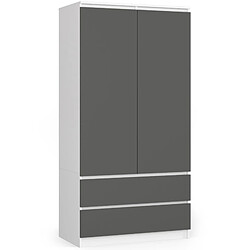 Akord Armoire penderie tiroirs - Blanc
