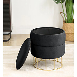 Acheter Akord Pouf-coffre rond velours - Vert foncé
