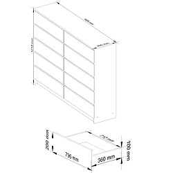 Avis Akord Commode 10 Tiroirs Blanc/Blanc Brillant 160X40X121