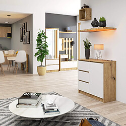 Acheter Akord Buffet Jerry 1 Porte 3 Tiroirs Chêne Artisan/Blanc 80X35X77