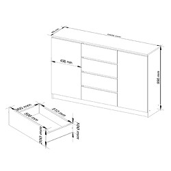 Avis Akord Buffet 2 portes 4 tiroirs - Chêne