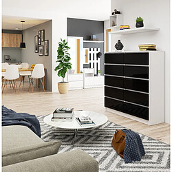 Acheter Akord Dressoir 10 Tiroirs Blanc Et Noir Brillant 120X40X121