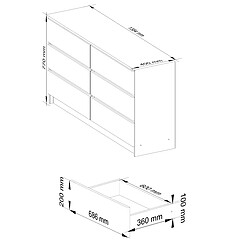 Avis Akord Commode 6 Tiroirs Blanc/Gris Graphite 138X40X77