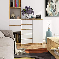 Akord Commode 1 Porte 5 Tiroirs Chêne Artisan/Blanc 80X35X97 pas cher