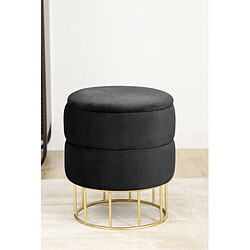 Akord Pouf-coffre rond velours - Vert foncé pas cher