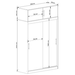 Avis Akord Armoire coulissante adulte - Blanc / chêne sonoma