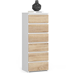 Akord Commode haute 6 tiroirs - Blanc