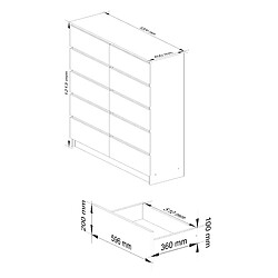 Avis Akord Dressoir 10 Tiroirs Chêne Sonoma Et Blanc 120X40X121
