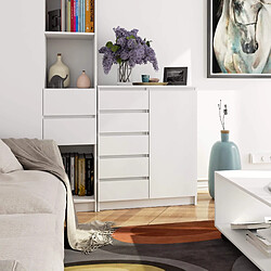 Akord Commode 1 porte 5 tiroirs - Blanc pas cher