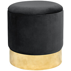 Akord Pouf rond en velours - Noir
