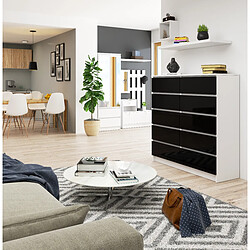Akord Dressoir 10 Tiroirs Blanc Et Noir Brillant 120X40X121 pas cher