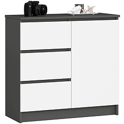 Akord commode buffet 1 porte 3 tiroirs - Blanc