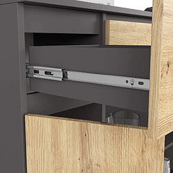 Acheter Akord Commode 2 Portes 3 Tiroirs 1 Petite Porte Gris Graphite/Chêne Artisan 101X35X98