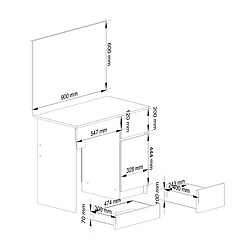 Akord Coiffeuse Avec Miroir Droit Blanc 90X50X142