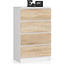 Akord Buffet 4 Tiroirs Blanc/Chêne Sonoma 60X40X99