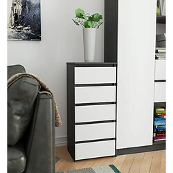 Akord Commode 5 tiroirs - Gris pas cher