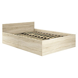 Akord Lit Surélevé Avec Tiroir + Sommier À Lattes Chêne Sonoma 200X100X68 pas cher