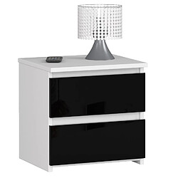 Akord Buffet 2 Tiroirs Blanc/Noir Brillant 40X35X40