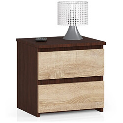 Akord Buffet 2 Tiroirs Wengé/Chêne Sonoma 40X35X40