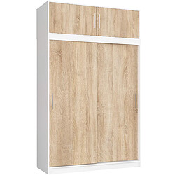 Akord Armoire coulissante adulte - Blanc / chêne sonoma
