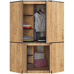 Akord Armoire d'angle 4 portes - Chêne